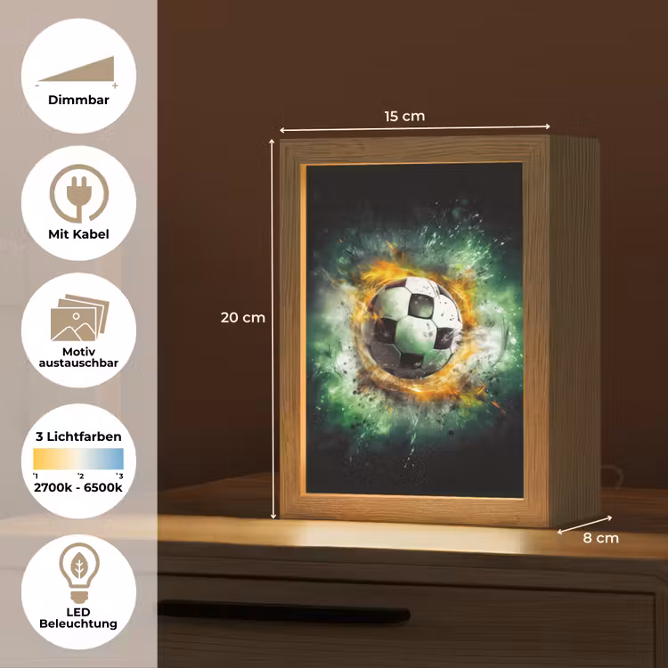 Bal - Voetbal - Groen - Oranje - Rook Light Box met kabel (Kinderlampje) klein -USP_websiteoverzichtDE