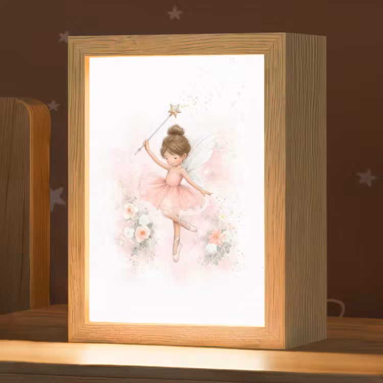 Ballerina - Fee - Bloemen - Roze Light Box met kabel klein -zzz_3d_website