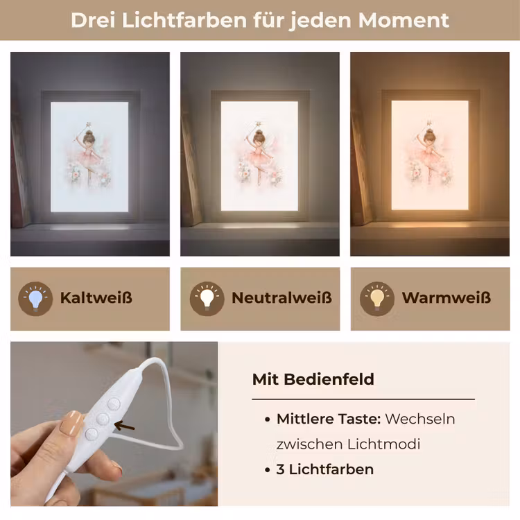 Ballerina - Fee - Bloemen - Roze Light Box met kabel klein -USP_lichtkleurDE