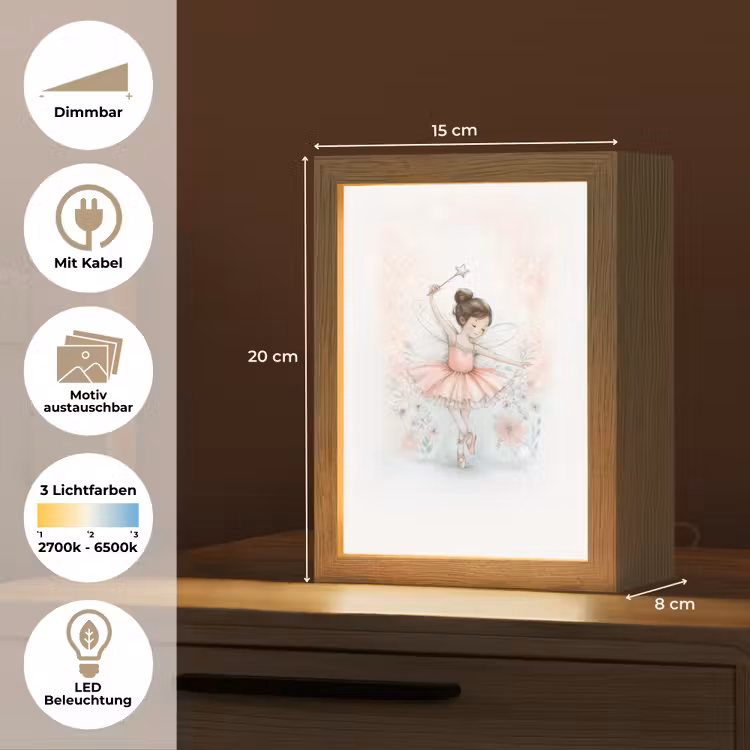 Ballerina - Fee - Roze Light Box met kabel (Kinderlampje) klein -USP_websiteoverzichtDE