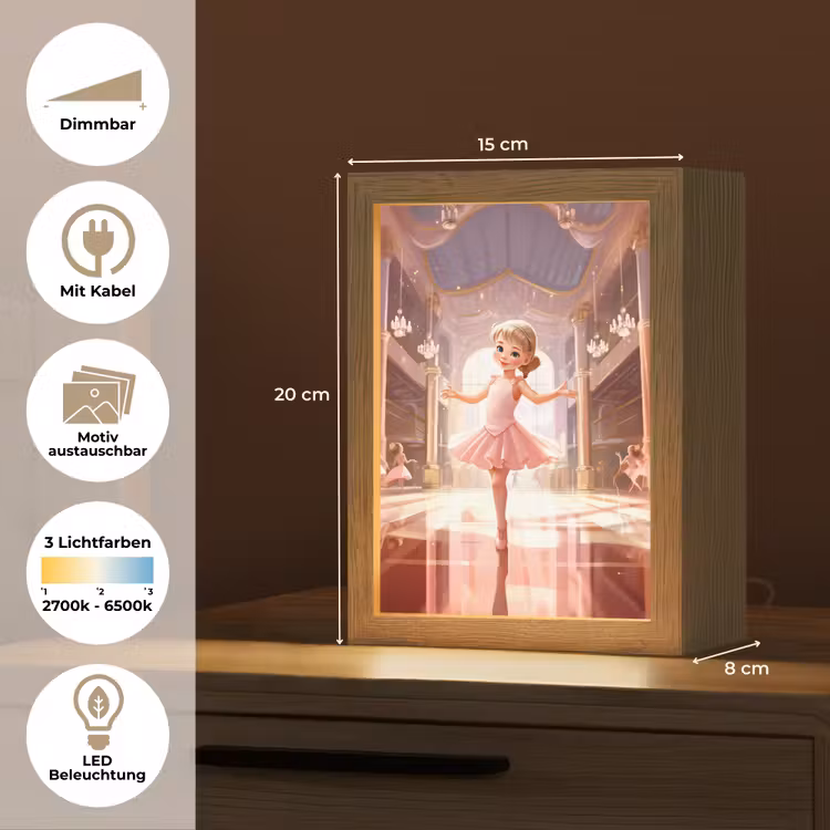 Ballerina - Meisjes - Roze - Kinderen Light Box met kabel (Kinderlampje) klein -USP_websiteoverzichtDE