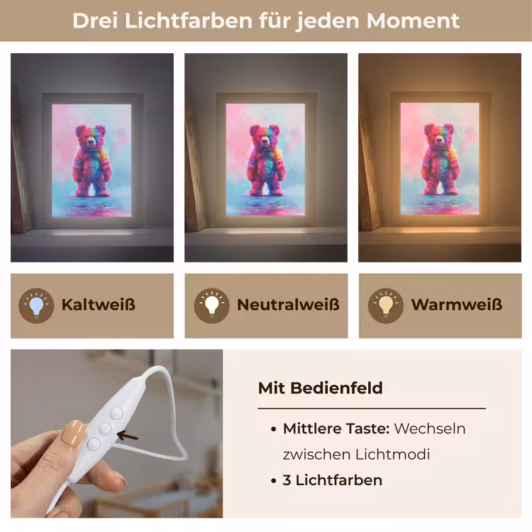 Beer - Kleurrijk - Dier Light Box met kabel klein -USP_lichtkleurDE