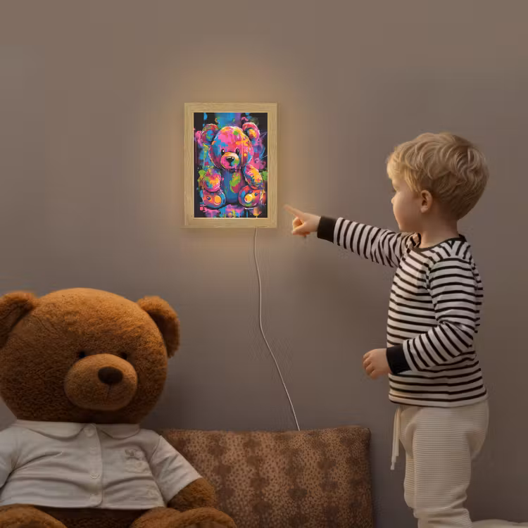 Beer - Verf - Kleurrijk - Knuffeldier Light Box met kabel klein -sfeer4a_kind
