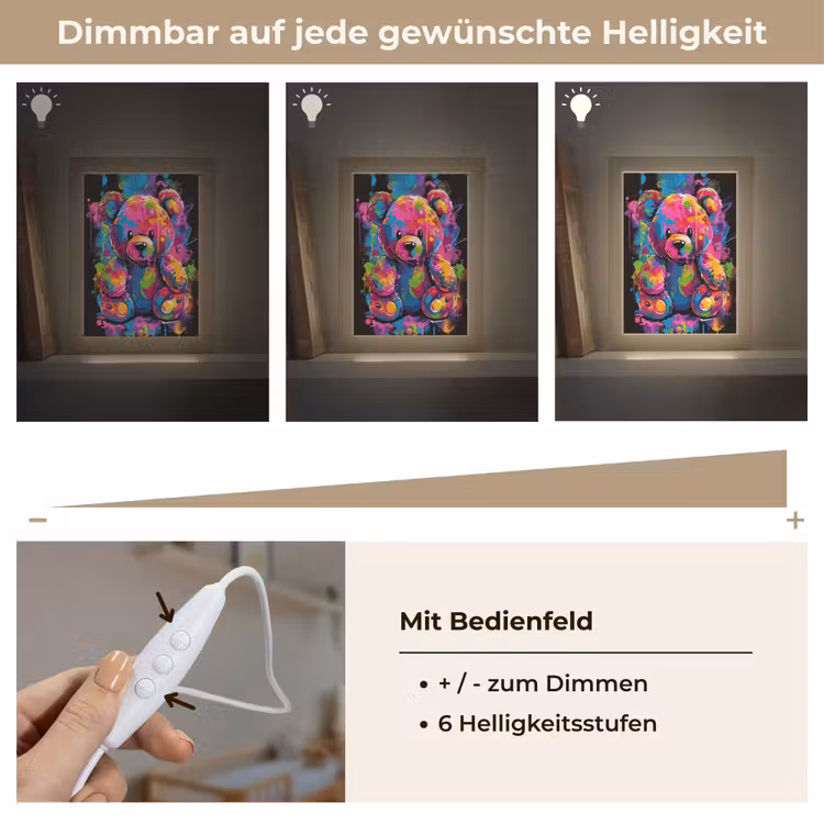 Beer - Verf - Kleurrijk - Knuffeldier Light Box met kabel klein -USP_dimbaarDE