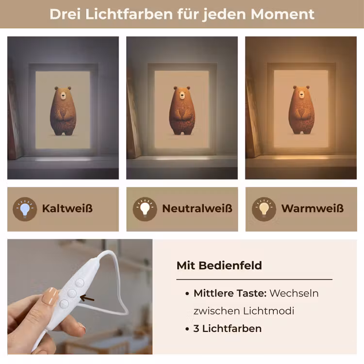 Beer - Minimalistisch - Bruin Light Box met kabel klein -USP_lichtkleurDE