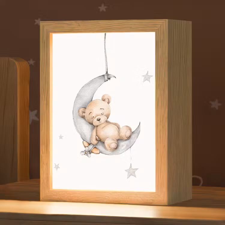 Beer - Maan - Sterren - Kinderen Light Box met kabel klein -zzz_3d_website