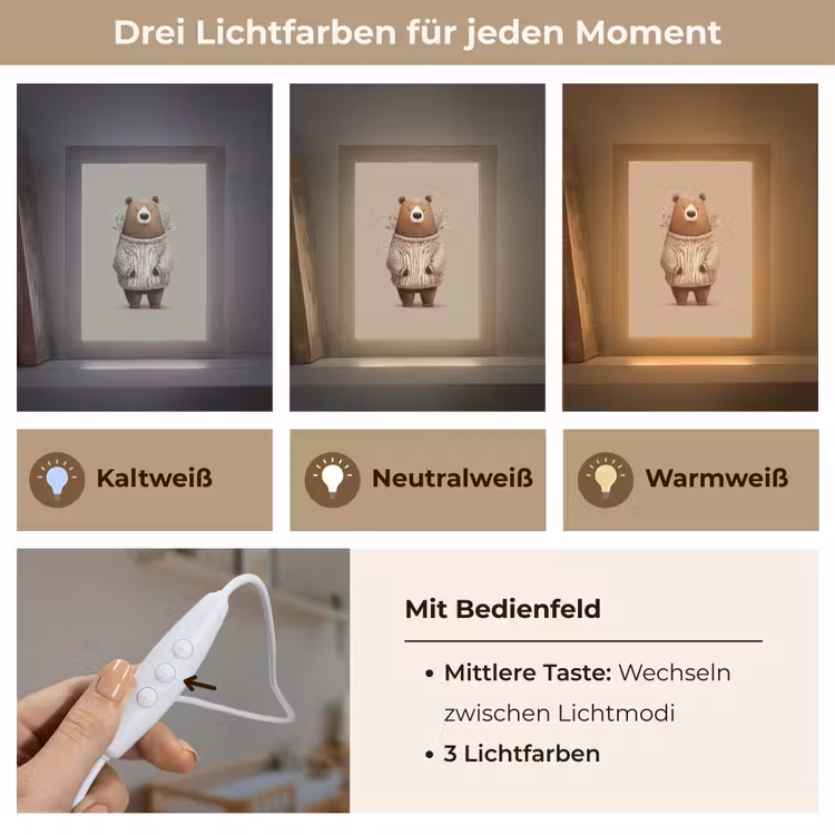 Beer - Witte bloemen - Knus Light Box met kabel klein -USP_lichtkleurDE