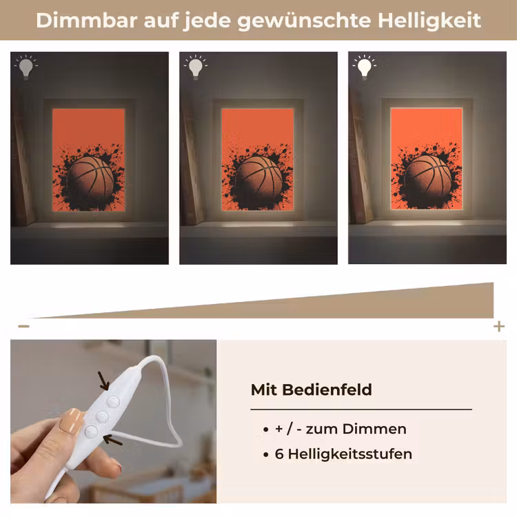 Basketbal - Verf - Sport - Oranje Light Box met kabel (Kinderlampje) klein -USP_dimbaarDE