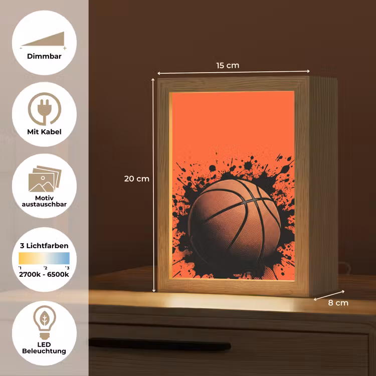 Basketbal - Verf - Sport - Oranje Light Box met kabel (Kinderlampje) klein -USP_websiteoverzichtDE