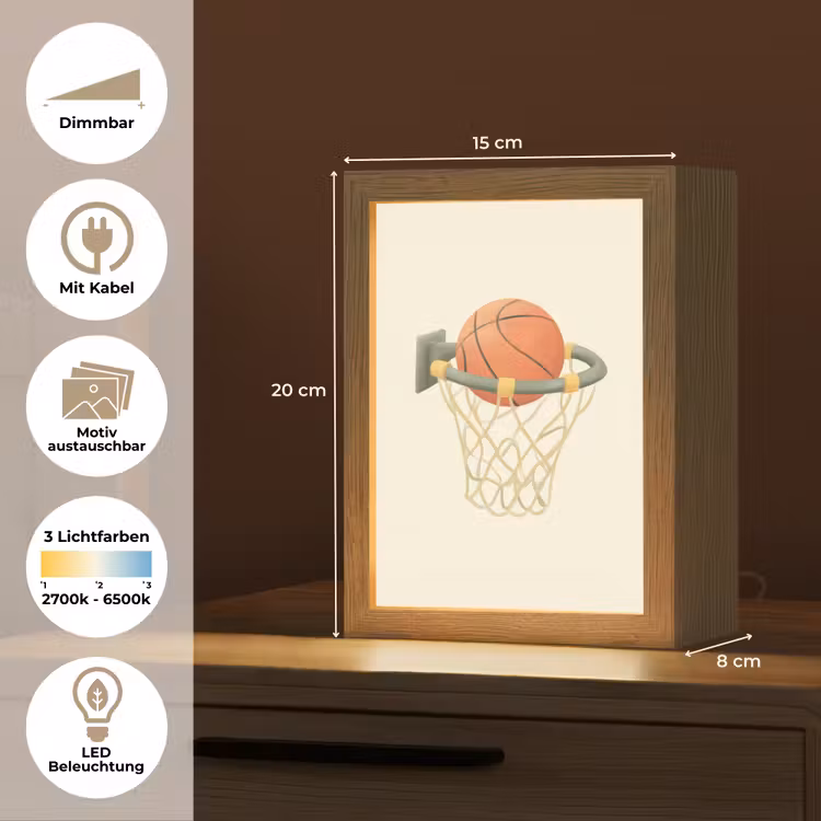 Basketbal - Net - Oranje Light Box met kabel (Kinderlampje) klein -USP_websiteoverzichtDE