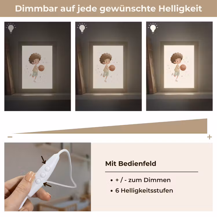 Beige - Jongen - Basketbal - Stippen Light Box met kabel klein -USP_dimbaarDE
