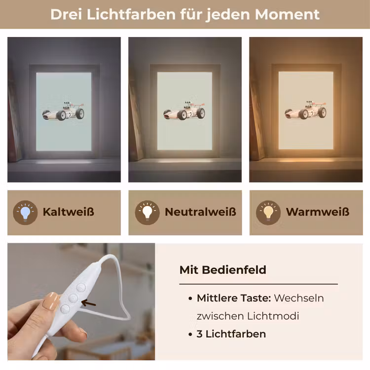 Beige - Raceauto - Groen Light Box met kabel klein -USP_lichtkleurDE