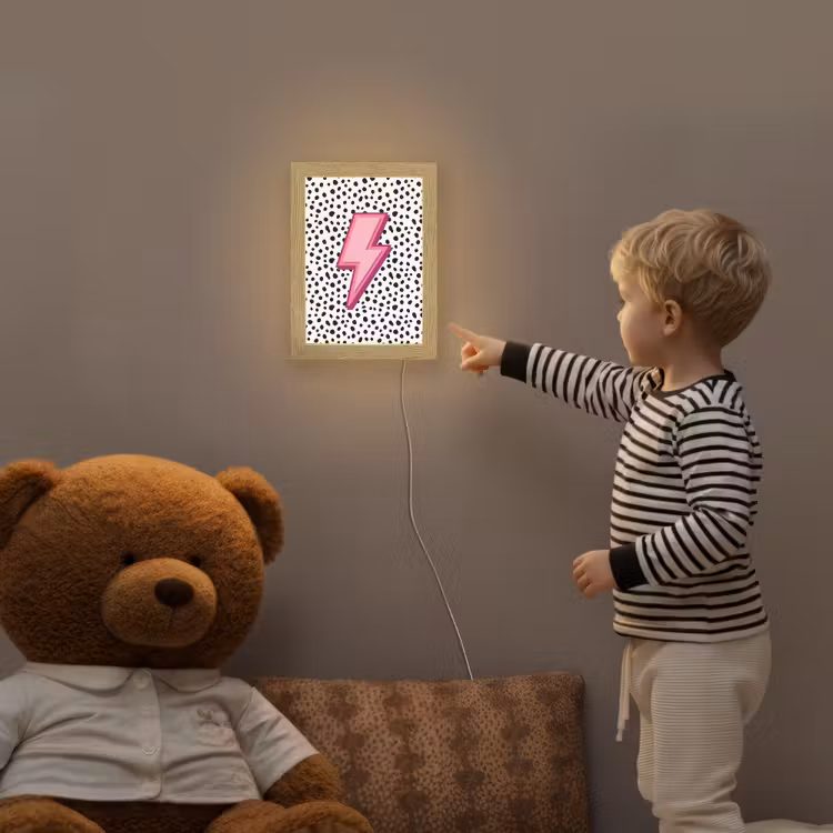 Bliksem - Roze - Stippen Light Box met kabel (Kinderlampje) klein -sfeer4a_kind