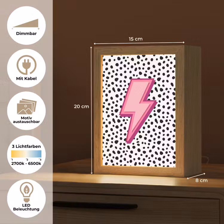 Bliksem - Roze - Stippen Light Box met kabel (Kinderlampje) klein -USP_websiteoverzichtDE
