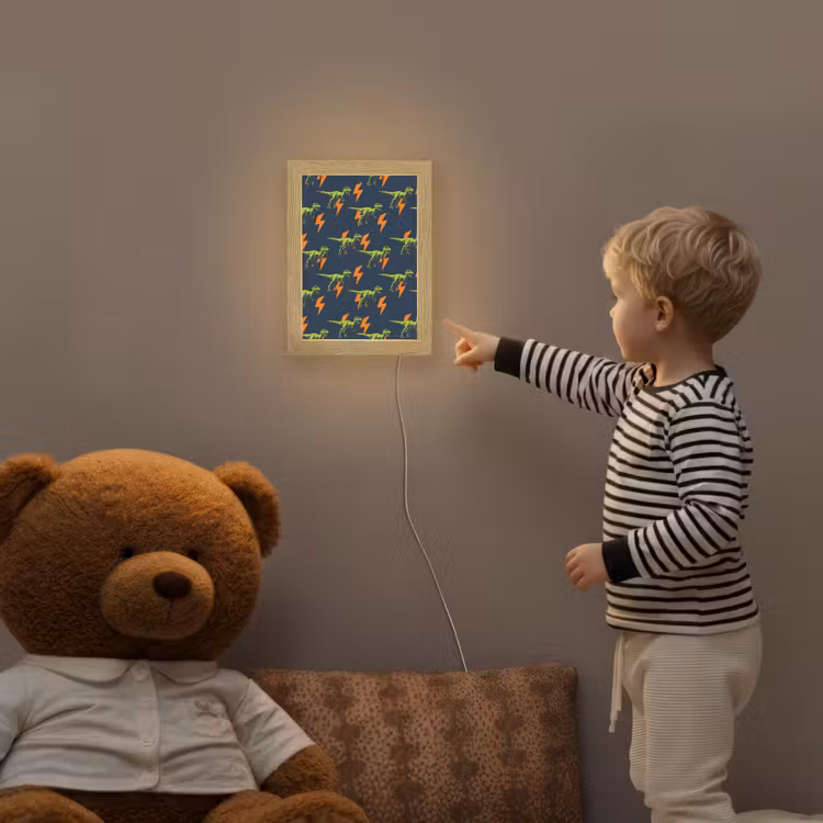 Bliksemschichten - Oranje - Dinosaurussen Light Box met kabel klein -sfeer4a_kind