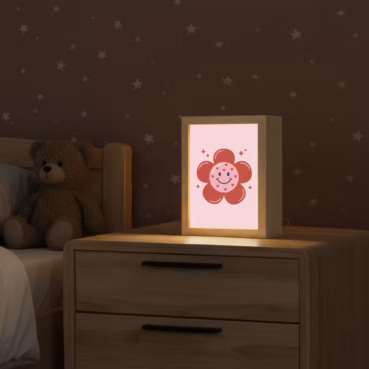 Bloem - Roze - Hartjes Light Box met kabel (Kinderlampje) klein -sfeer1_kind
