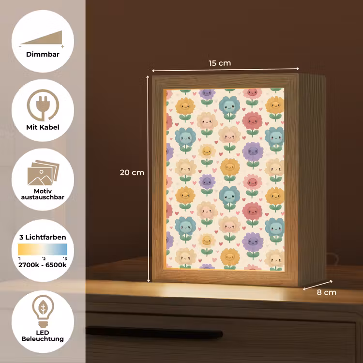 Bloemen - Hartjes - Kleurrijk Light Box met kabel (Kinderlampje) klein 904 -USP_websiteoverzichtDE