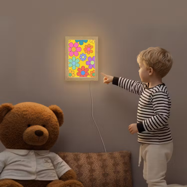 Bloemen - Illustratie - Kleurrijk Light Box met kabel (Kinderlampje) klein -sfeer4a_kind