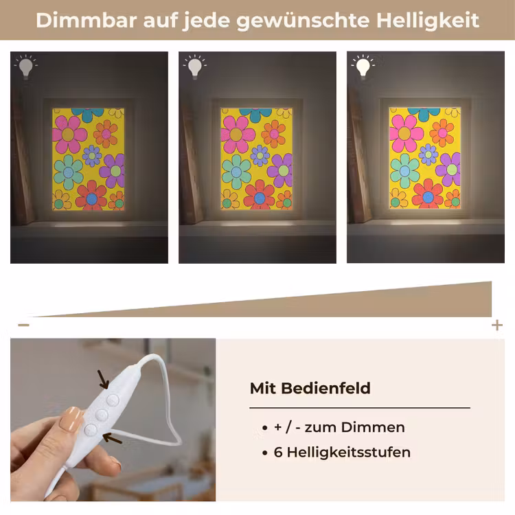 Bloemen - Illustratie - Kleurrijk Light Box met kabel (Kinderlampje) klein -USP_dimbaarDE