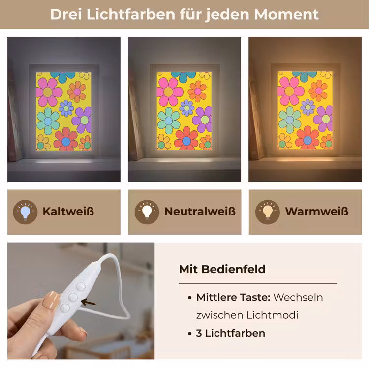 Bloemen - Illustratie - Kleurrijk Light Box met kabel (Kinderlampje) klein -USP_lichtkleurDE