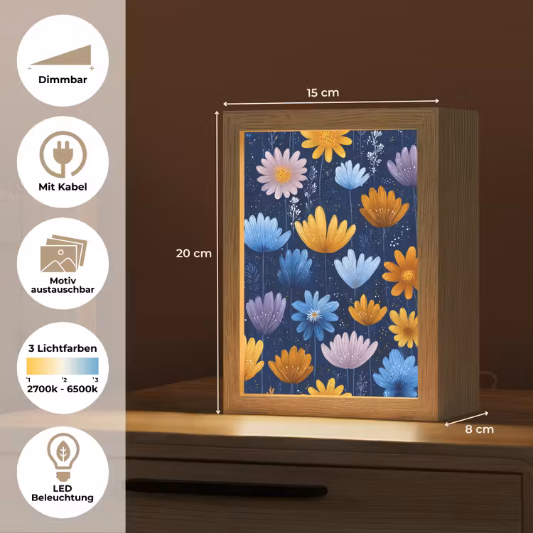 Bloemen - Patroon - Blauw - Contrast Light Box met kabel (Kinderlampje) klein -USP_websiteoverzichtDE