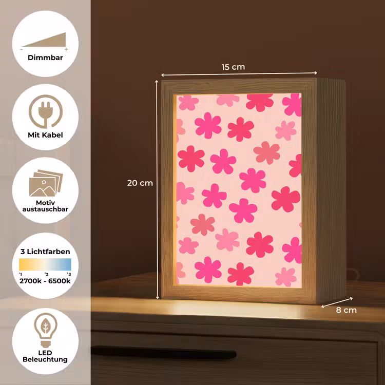 Bloemen - Patroon - Roze Light Box met kabel (Kinderlampje) klein -USP_websiteoverzichtDE