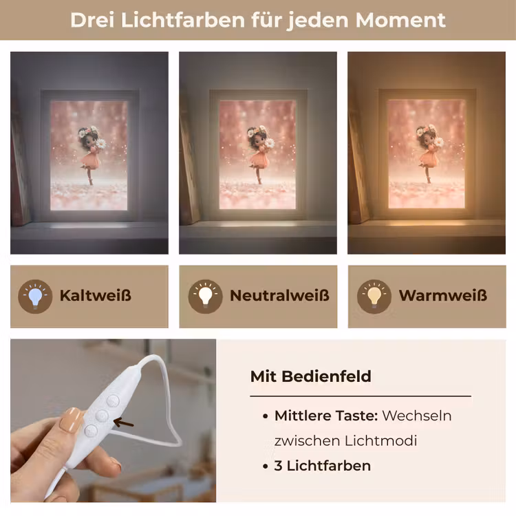 Bloemenfee - Roze - Meisje Light Box met kabel klein -USP_lichtkleurDE