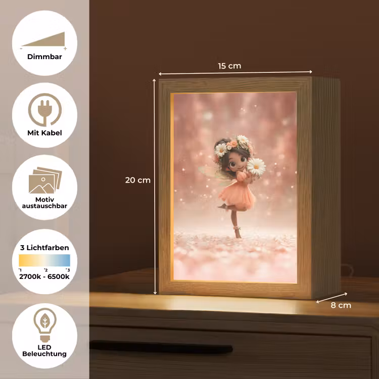 Bloemenfee - Roze - Meisje Light Box met kabel (Kinderlampje) klein -USP_websiteoverzichtDE