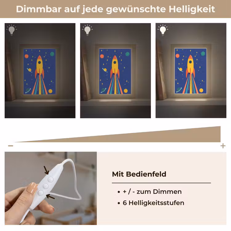 Kleurrijk - Raket - Ruimte Light Box met kabel klein -USP_dimbaarDE