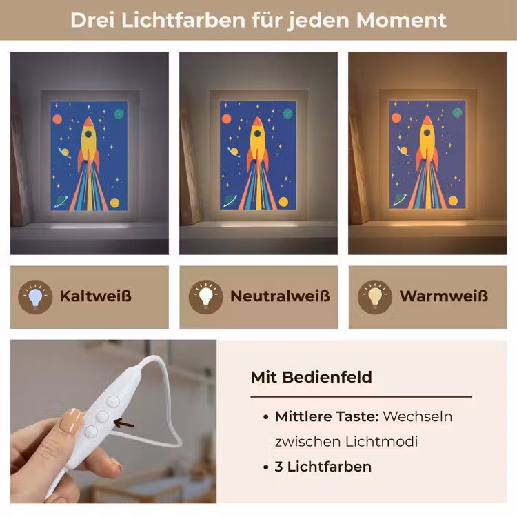 Kleurrijk - Raket - Ruimte Light Box met kabel klein -USP_lichtkleurDE