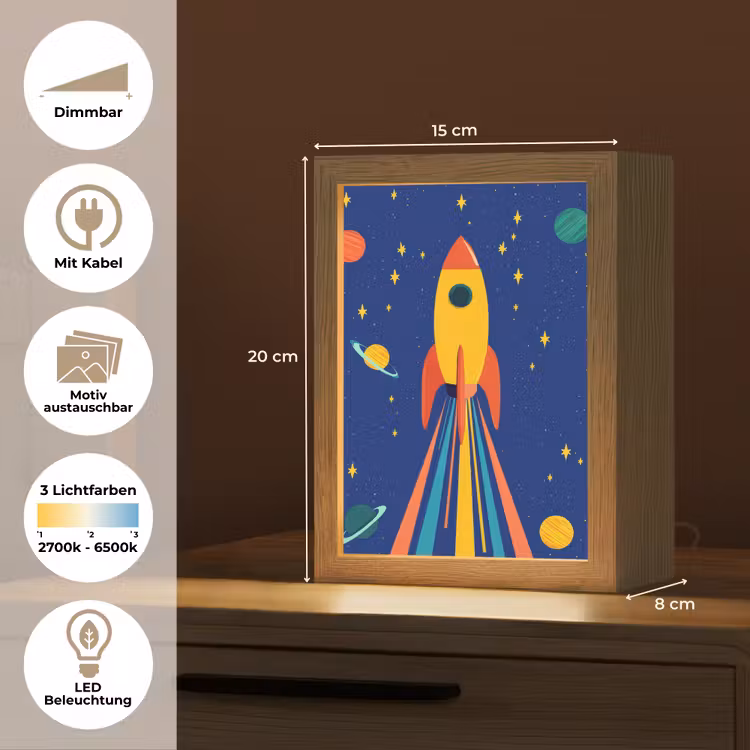 Kleurrijk - Raket - Ruimte Light Box met kabel (Kinderlampje) klein -USP_websiteoverzichtDE
