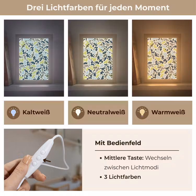Camouflage - Groen - Blauw - Jongens - Kinderen Light Box met kabel klein -USP_lichtkleurDE