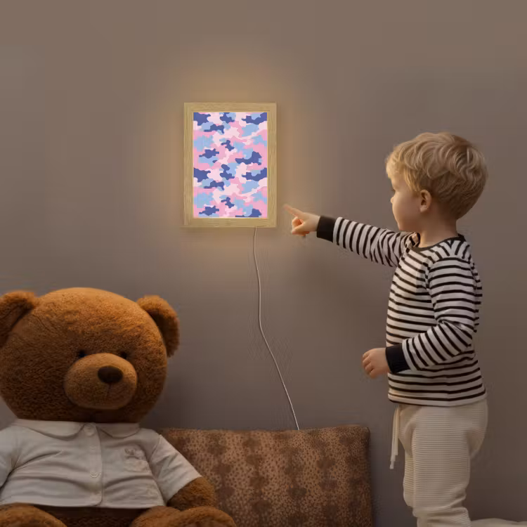Camouflage - Patroon - Donkerblauw Light Box met kabel klein -sfeer4a_kind