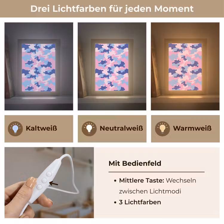 Camouflage - Patroon - Donkerblauw Light Box met kabel klein -USP_lichtkleurDE