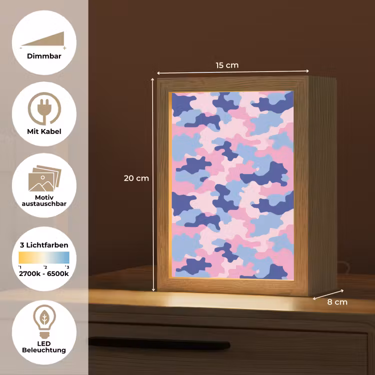 Camouflage - Patroon - Donkerblauw Light Box met kabel (Kinderlampje) klein -USP_websiteoverzichtDE