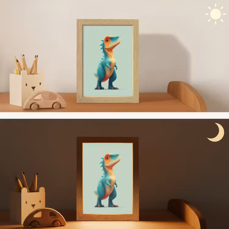 Cartoon - Dino - Oranje - Stekels Light Box met kabel klein -sfeer3_kind