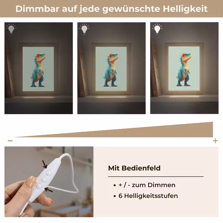 Cartoon - Dino - Oranje - Stekels Light Box met kabel klein -USP_dimbaarDE