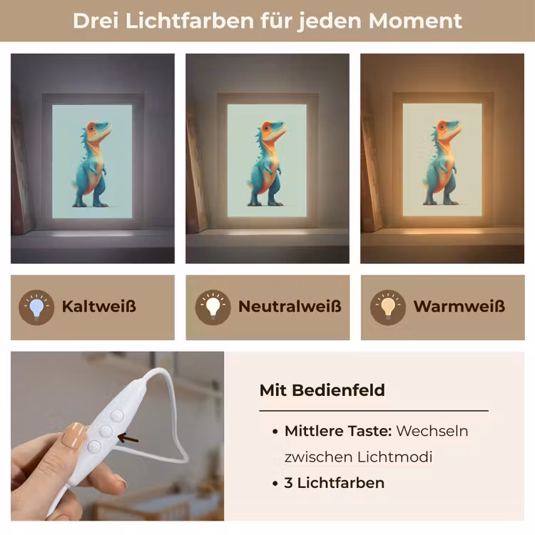 Cartoon - Dino - Oranje - Stekels Light Box met kabel klein -USP_lichtkleurDE