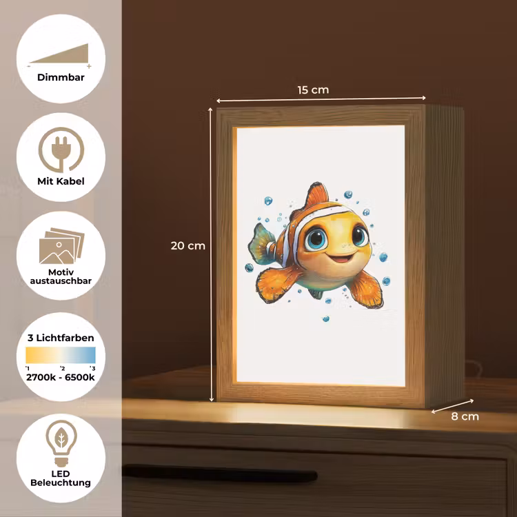 Clownvis - Oranje - Vis - Water Light Box met kabel (Kinderlampje) klein -USP_websiteoverzichtDE