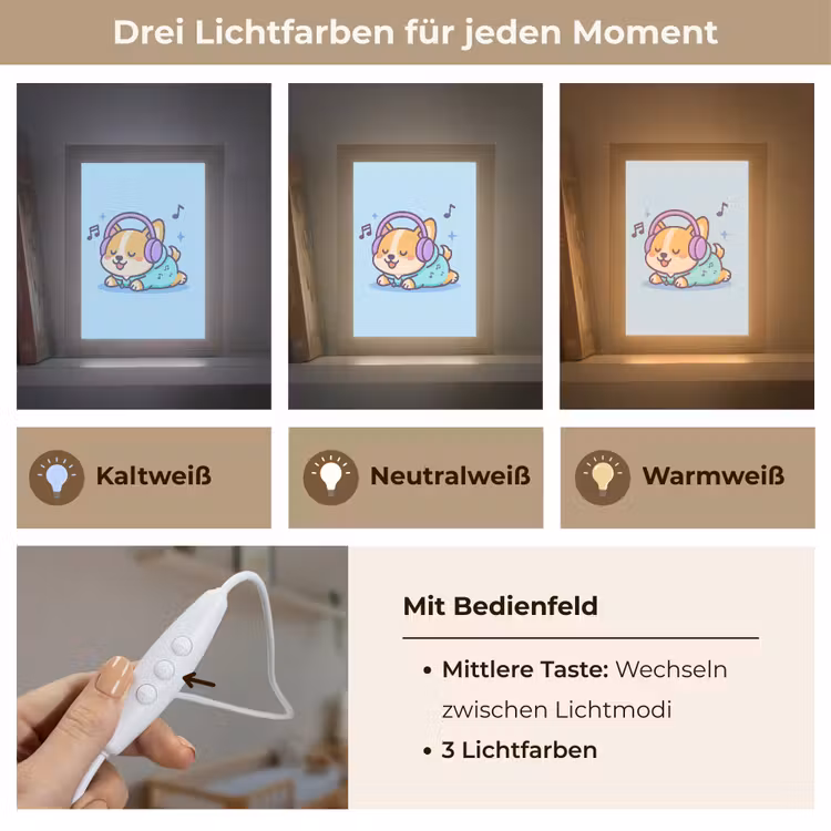 Corgi - Koptelefoon - Blauw - Muzieknoten Light Box met kabel klein -USP_lichtkleurDE