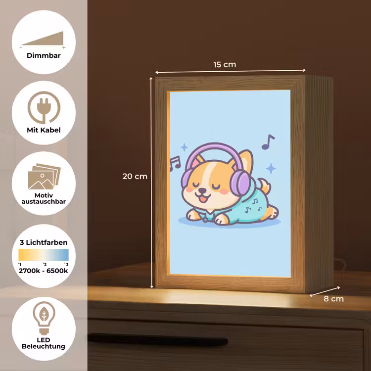 Corgi - Koptelefoon - Blauw - Muzieknoten Light Box met kabel (Kinderlampje) klein -USP_websiteoverzichtDE