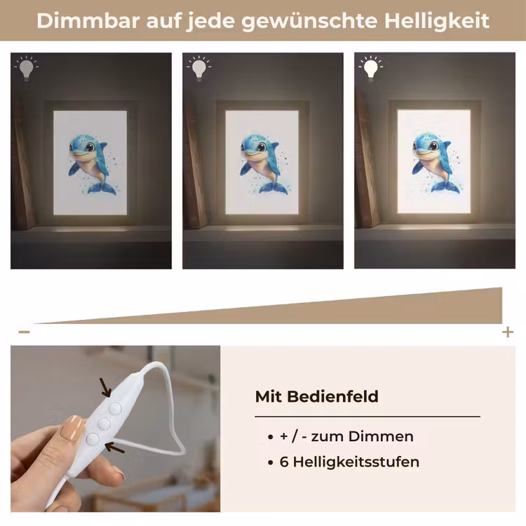 Dolfijn - Blauw - Water - Druppels Light Box met kabel klein -USP_dimbaarDE