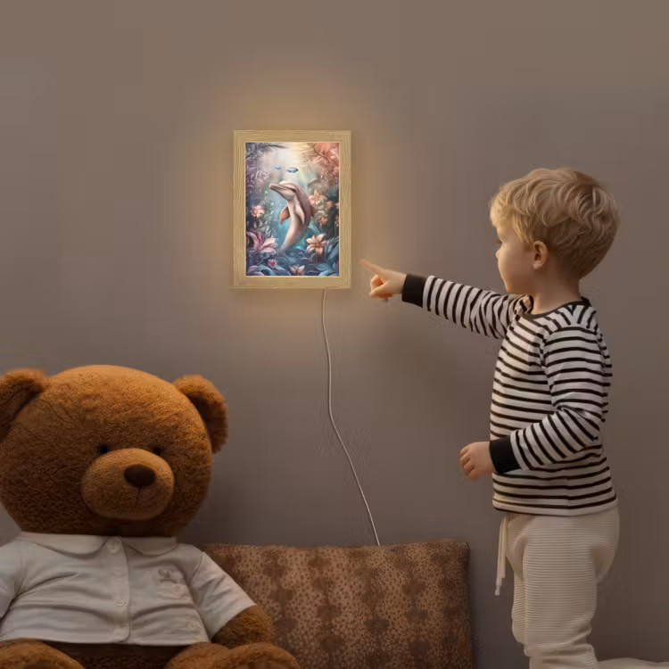 Dolfijn - Vissen - Onderwaterwereld - Bloemen Light Box met kabel klein -sfeer4a_kind