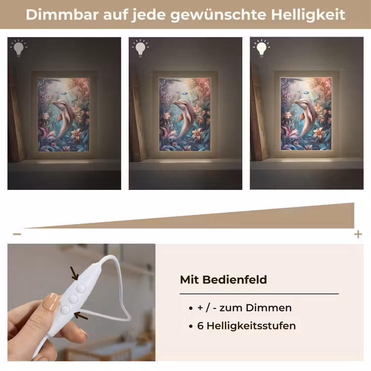 Dolfijn - Vissen - Onderwaterwereld - Bloemen Light Box met kabel klein -USP_dimbaarDE