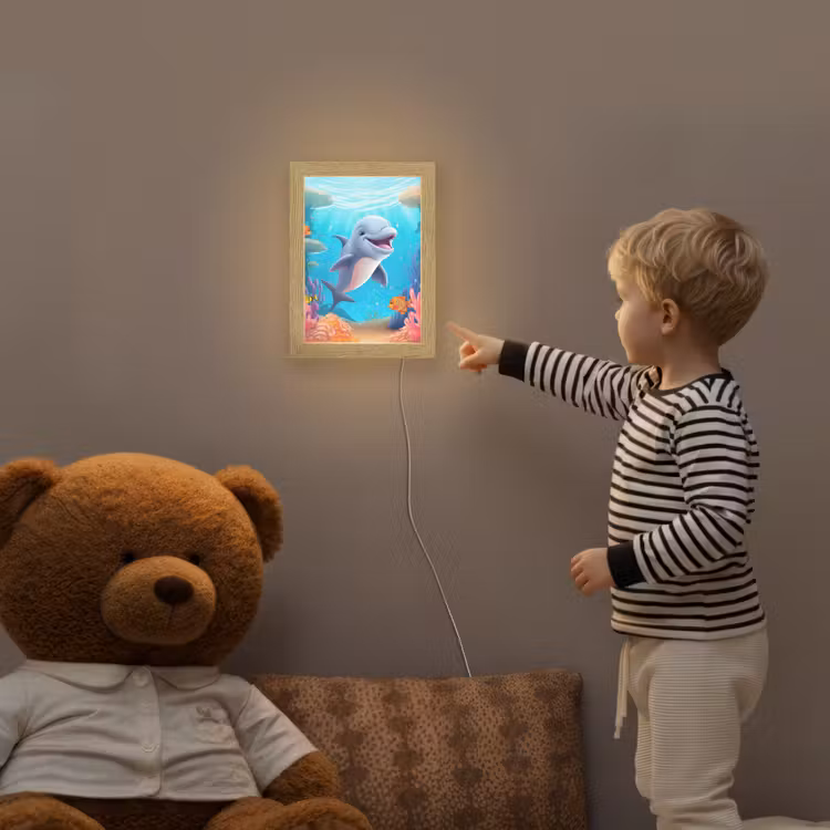 Dolfijn - Zeedieren - Onderwater - Kinderen - Meisjes Light Box met kabel klein -sfeer4a_kind