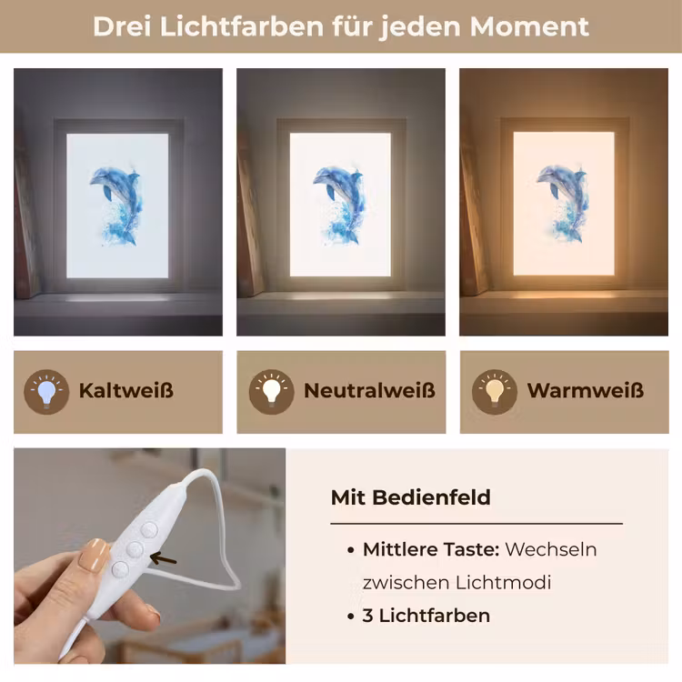 Dolfijn - Water - Blauw Light Box met kabel klein -USP_lichtkleurDE