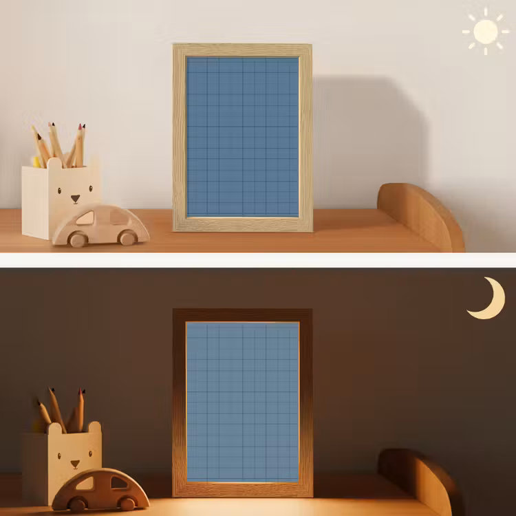 Ruiten - Geometrisch - Blauw Light Box met kabel (Kinderlampje) klein 904 -sfeer3_kind