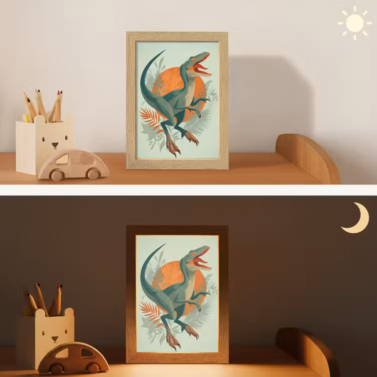 Dino - Bladeren - Grafisch - Groen Light Box met kabel klein -sfeer3_kind