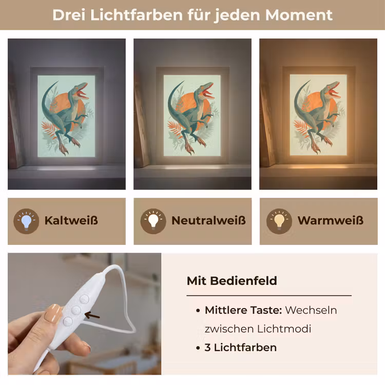 Dino - Bladeren - Grafisch - Groen Light Box met kabel klein -USP_lichtkleurDE