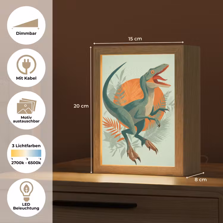 Dino - Bladeren - Grafisch - Groen Light Box met kabel (Kinderlampje) klein -USP_websiteoverzichtDE